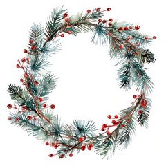 Festive watercolor Christmas wreath