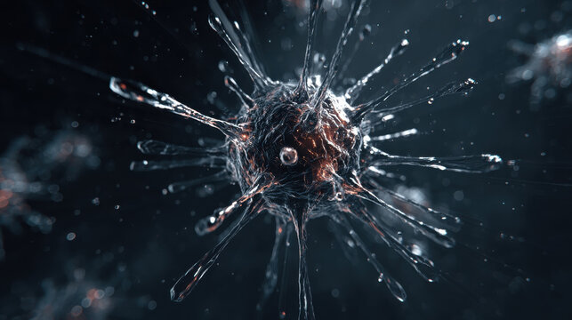 Digital illustration of a virus. Artistic representation of a virus, emphasizing its structure and potential threat, perfect for scientific or informational contexts. - Powered by Adobe