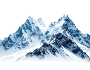 Majestic snow-covered mountains rise against a clear, bright, sky backdrop