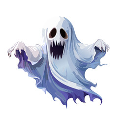 Cartoon Spooky Ghost with a Fierce Expression for Halloween