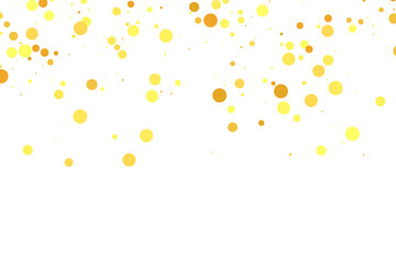 gold glitter round particles confetti. Luxury sparkling glitter dust falling isolated on transparent background. Falling magic glitter confetti, golden dust. Modern Design elements or decoration, PNG
