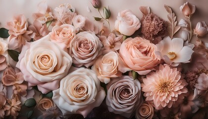 Beautiful Floral Wallpaper Featuring Variety Of Roses And Blossoms In Muted Tones Creating Serene And Elegant Atmosphere