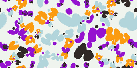 Floral seamless pattern with different abstract flowers. Vector background, design, print, wrapping paper, textile, wallpaper