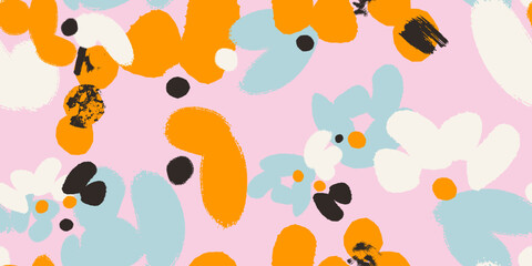 Floral seamless pattern with different abstract flowers. Vector background, design, print, wrapping paper, textile, wallpaper