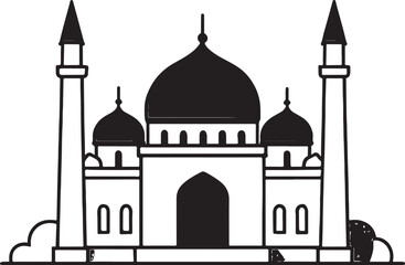 Beautiful Elegant Mosque Silhouette Vector Islamic Art, Architecture & Design
