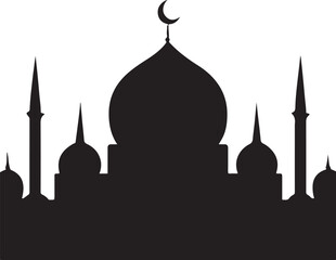 Beautiful Elegant Mosque Silhouette Vector Islamic Art, Architecture & Design