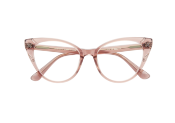Elegant cat eye glasses isolated on transparent background, pink frame fashion eyewear for women and girls