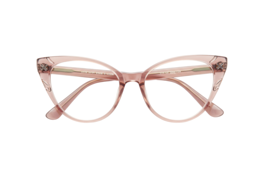 Elegant cat eye glasses isolated on transparent background, pink frame fashion eyewear for women and girls