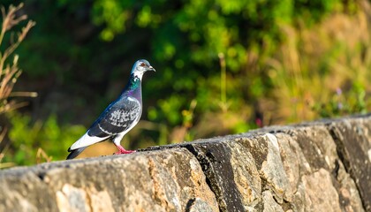 Obraz premium Pigeon on a stone wall