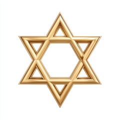A golden Star of David symbol on a white background, representing Jewish identity and tradition.