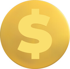 Dollar coin vector icon, usd money cash, golden coin American currency, finance, investment, banking business game asset