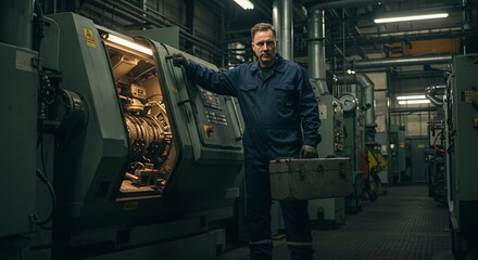 Naklejka premium Precision Machining: Skilled Technician at Work