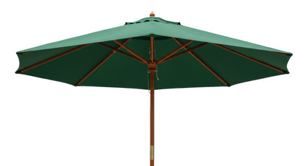 Obraz premium Green patio umbrella isolated on transparent background, outdoor shade provider for garden furniture and summer relaxation