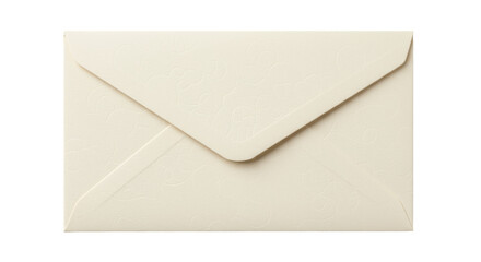 Elegant ivory envelope with floral pattern isolated on white, stationery for invitations and...