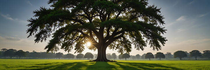 Obraz premium landscape with giant trees and blue nice sky
