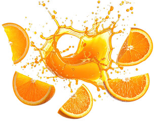 Vibrant orange slices surround a splash of fresh, juicy liquid