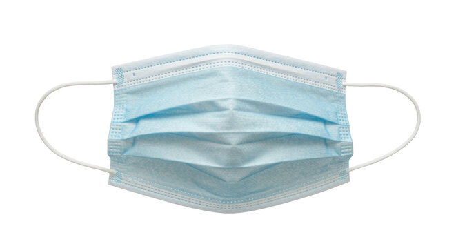 Light blue surgical face mask isolated on white, personal protective equipment for healthcare and medical use PNG