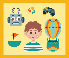 Cute Children’s Day Illustration with Toys and Friends sticker pack