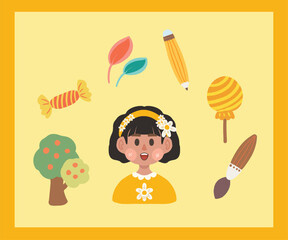 Cute Children’s Day Illustration with Toys and Friends sticker pack © anastia