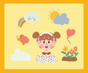 Cute Children’s Day Illustration with Toys and Friends sticker pack