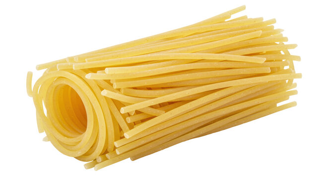 Bucatini pasta isolated on transparent background, thick spaghetti-like pasta with a hole running through the center, Italian cuisine