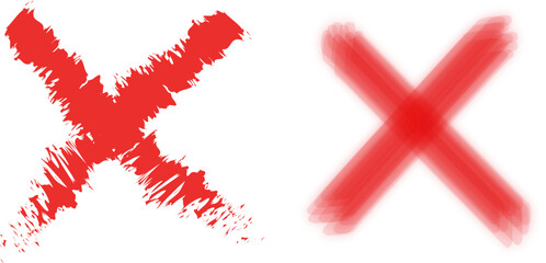 Two red x marks one sharp and one blurred on white background