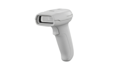 Isolated barcode scanner in neutral color for point of sale systems, quick information access