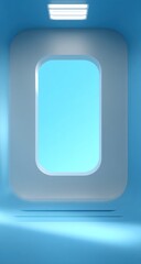 Futuristic interior with a large window