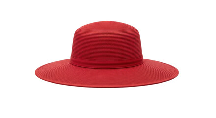 Isolated, fashionable red sun hat for women, stylish warm-weather accessory for sun protection