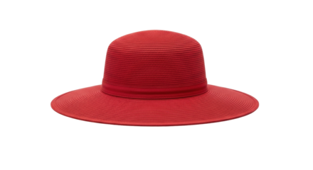 Isolated, fashionable red sun hat for women, stylish warm-weather accessory for sun protection