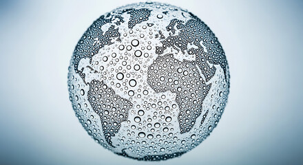 Global Hydration A Water Droplet-Covered Earth Map Emphasizing Water Crisis Awareness