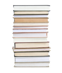 Stack of many books isolated on white