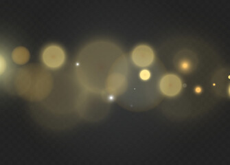Gold bokeh lights glowing blur abstract background sparkle shine festive overlay.
