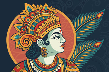 Stunning Krishna Wayang Figure With Ornaments Bold Professional Photo