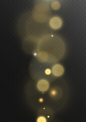 Gold bokeh lights glowing blur abstract background sparkle shine festive overlay.
