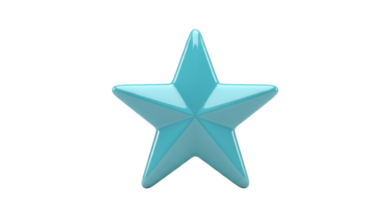 Isolated Turquoise Star Decoration with Shadow, Gloss, and Highlight Accents - Shiny Style