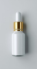A clean, modern bottle with a gold dropper cap, perfect for showcasing a cosmetic product.
