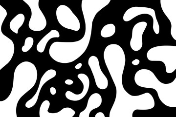 Abstract black and white splash seamless pattern with bold contrast and organic drip shapes. Minimalist modern texture design perfect for backgrounds