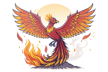 Phoenix Bird Glowing Flames Bold Legen Professional Photo Great for Commercial Projects