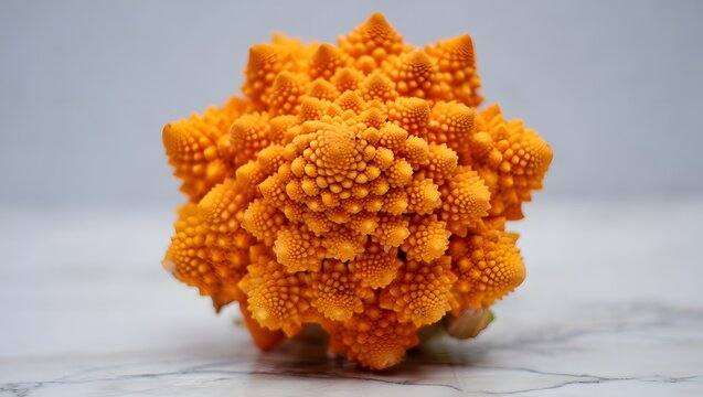 Vibrant romanesco broccoli isolated on white background