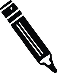 Simple silhouette icon of a black pencil with eraser symbolizing creativity drawing writing and education concepts