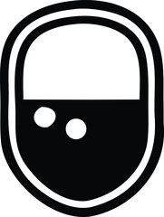 Abstract oval symbol with dual color halves and two white circles graphic element for design projects and branding concepts