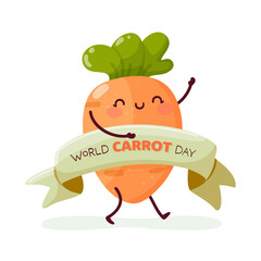Cute and funny carrot dancing and celebrating the world carrot day