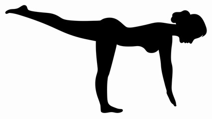Graceful woman performing elegant yoga pose, embodying balance and strength in a dynamic silhouette