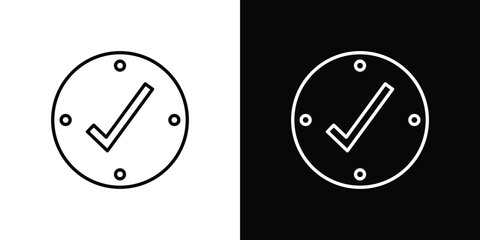 Time check icon outline pictogram isolated on white. Vector Icon shape.