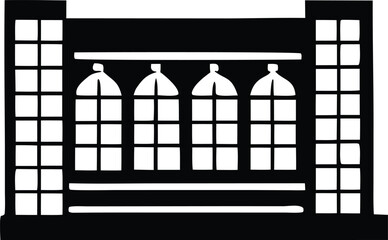 Classic arch window architecture facade black and white architectural design symbol retro building element icon