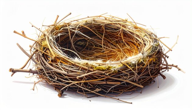 bird nest on white background