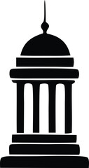 Iconic silhouette of a classical columned building pediment with dome top architectural landmark symbol