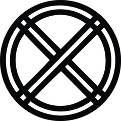Abstract circular symbol geometric design intersecting lines and rings striking monochromatic graphic for modern visual projects