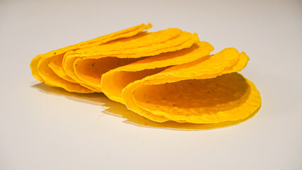 Yellow Taco Shells on White Background